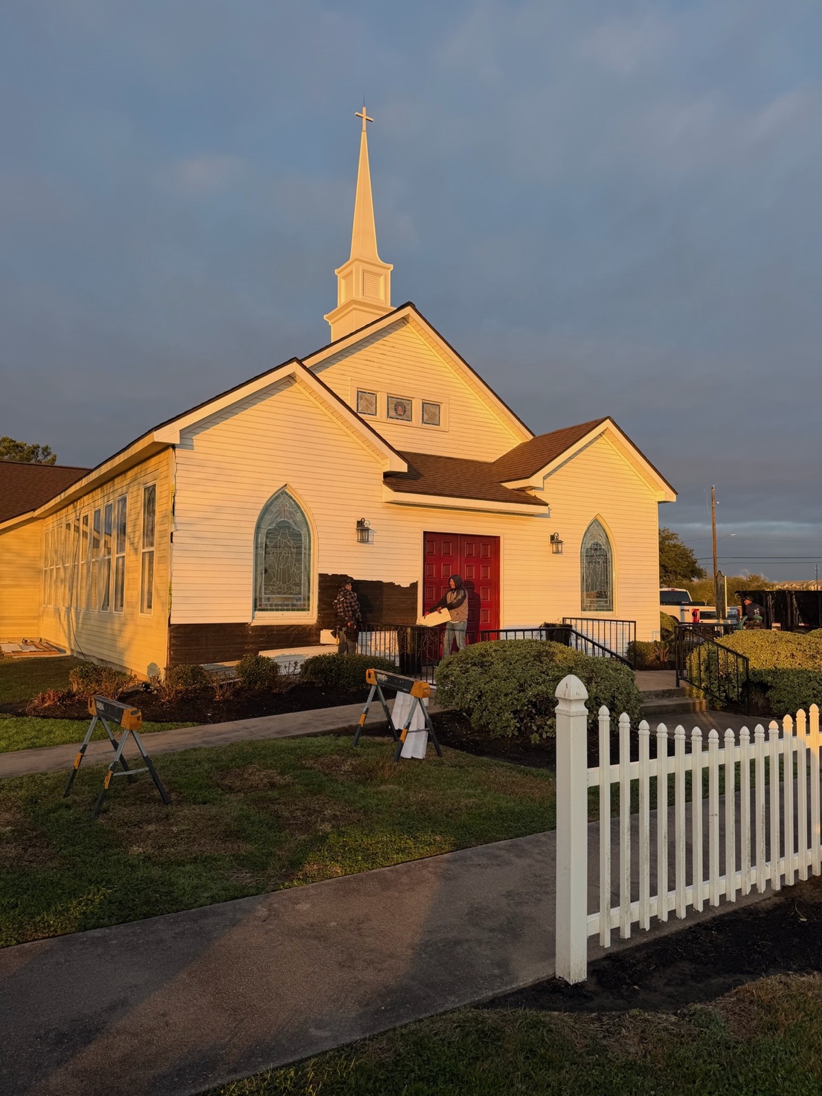 Church exterior during TAC restoration work